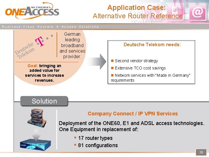 Application Case: Alternative Router Reference Business-Class Routers & Access Solutions German leading broadband services