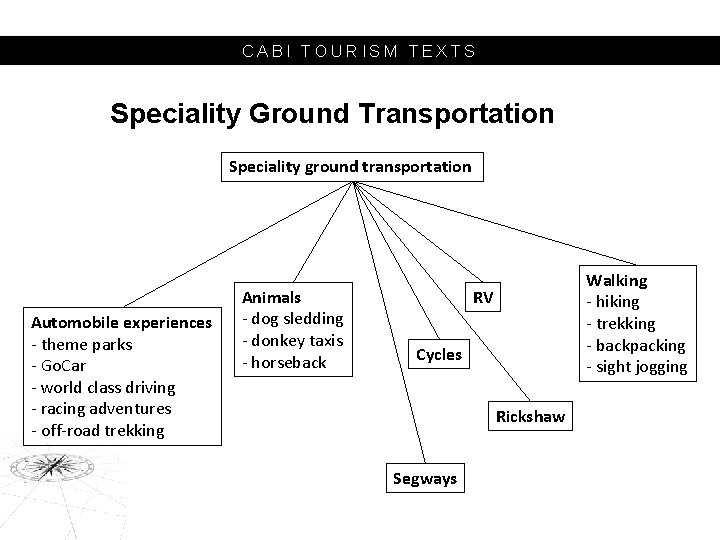 CABI TOURISM TEXTS Speciality Ground Transportation Speciality ground transportation Automobile experiences - theme parks