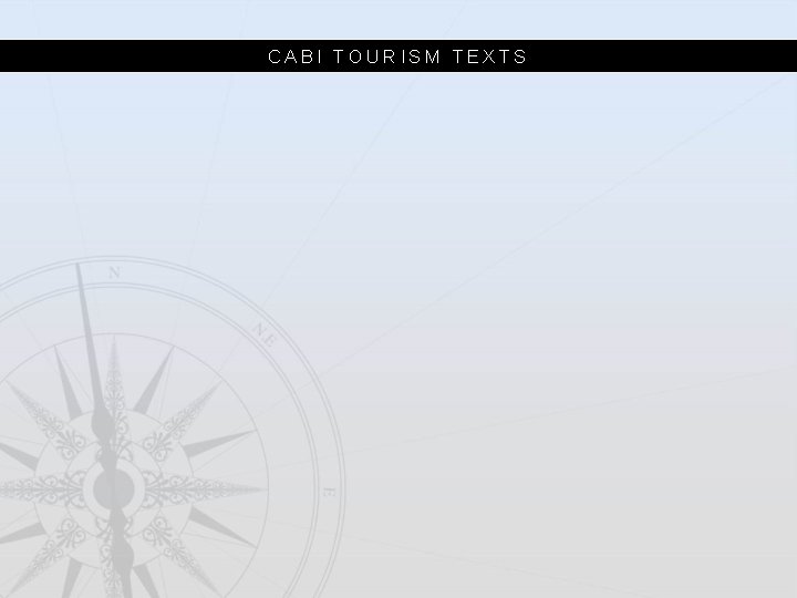 CABI TOURISM TEXTS 