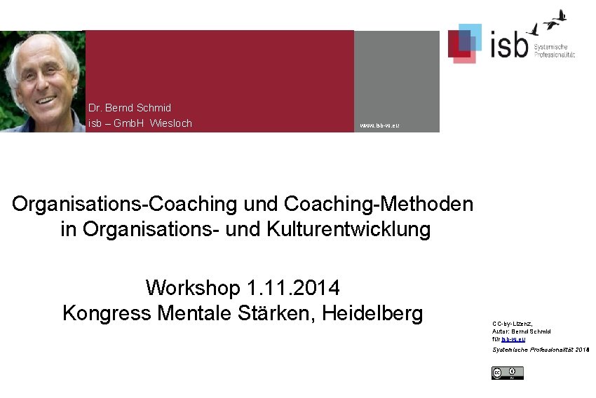 Dr. Bernd Schmid isb – Gmb. H Wiesloch www. isb-w. eu Organisations-Coaching und Coaching-Methoden