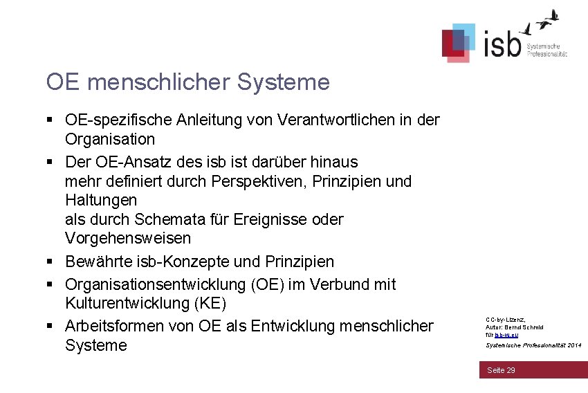 OE menschlicher Systeme § OE-spezifische Anleitung von Verantwortlichen in der Organisation § Der OE-Ansatz