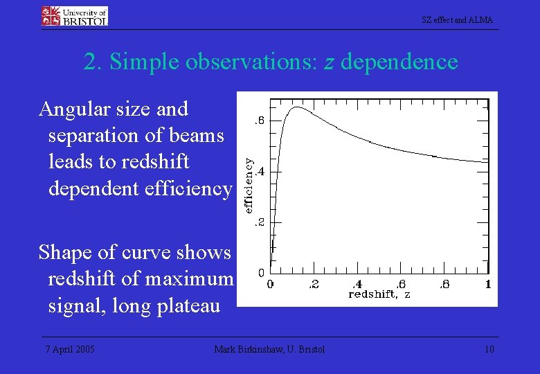 SZ effect and ALMA 2. Simple observations: z dependence Angular size and separation of
