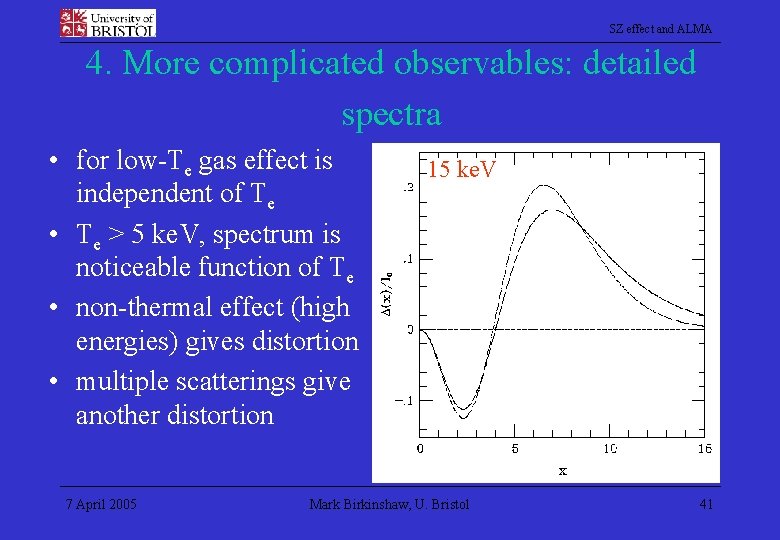 SZ effect and ALMA 4. More complicated observables: detailed spectra • for low-Te gas