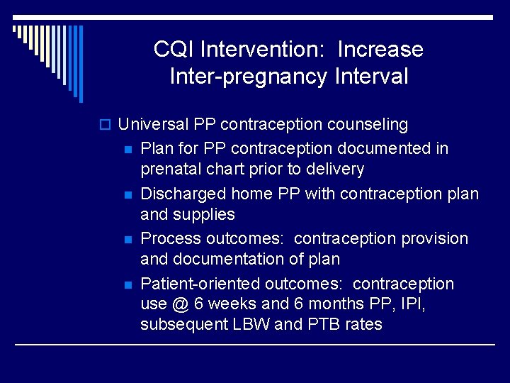 Premature Birth and Low Birth Weight Prevention Family