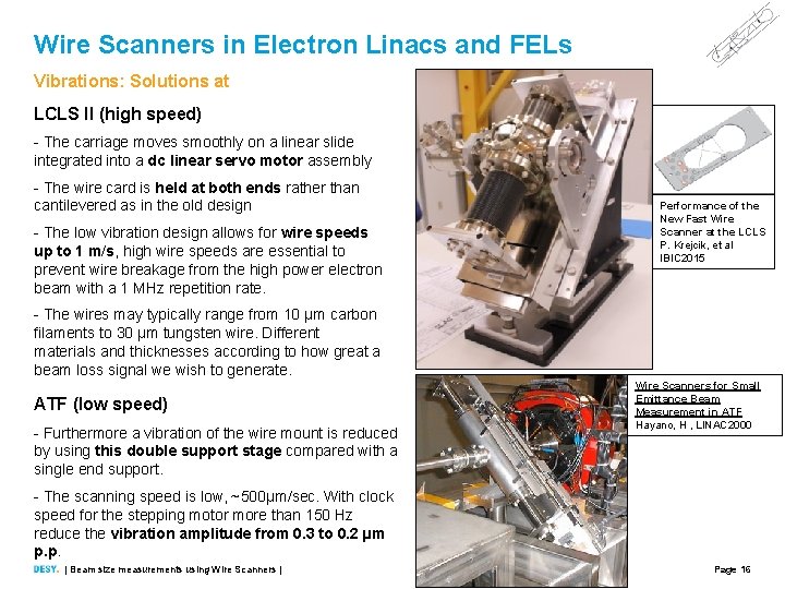 Wire Scanners in Electron Linacs and FELs Vibrations: Solutions at LCLS II (high speed)