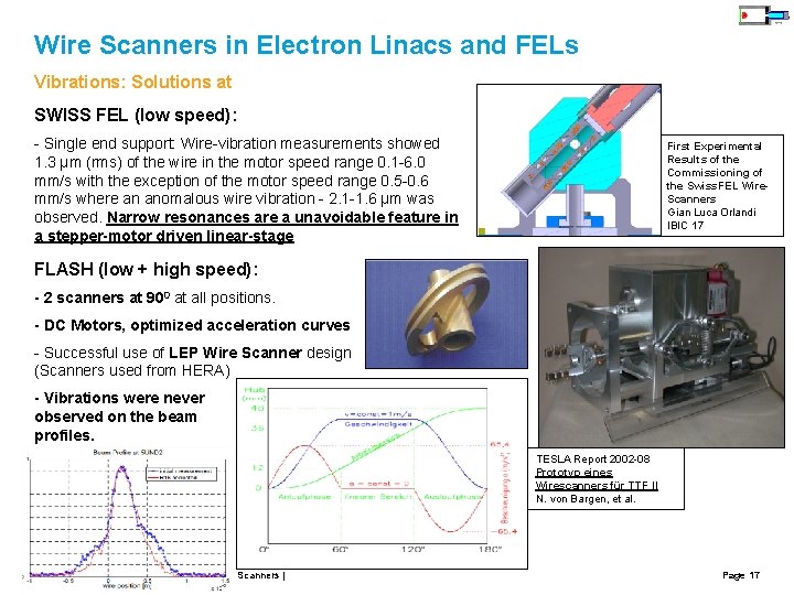Wire Scanners in Electron Linacs and FELs Vibrations: Solutions at SWISS FEL (low speed):