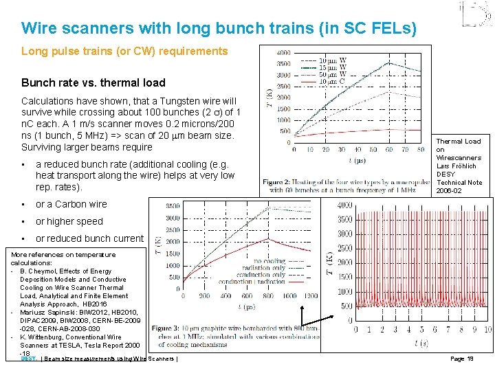 Wire scanners with long bunch trains (in SC FELs) Long pulse trains (or CW)