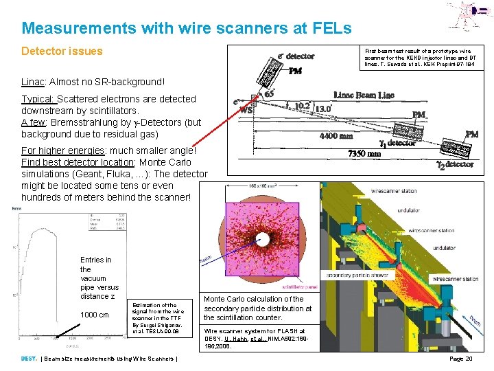 Measurements with wire scanners at FELs Detector issues First beam test result of a