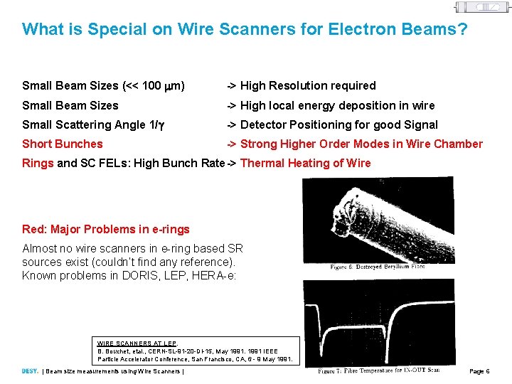 What is Special on Wire Scanners for Electron Beams? Small Beam Sizes (<< 100