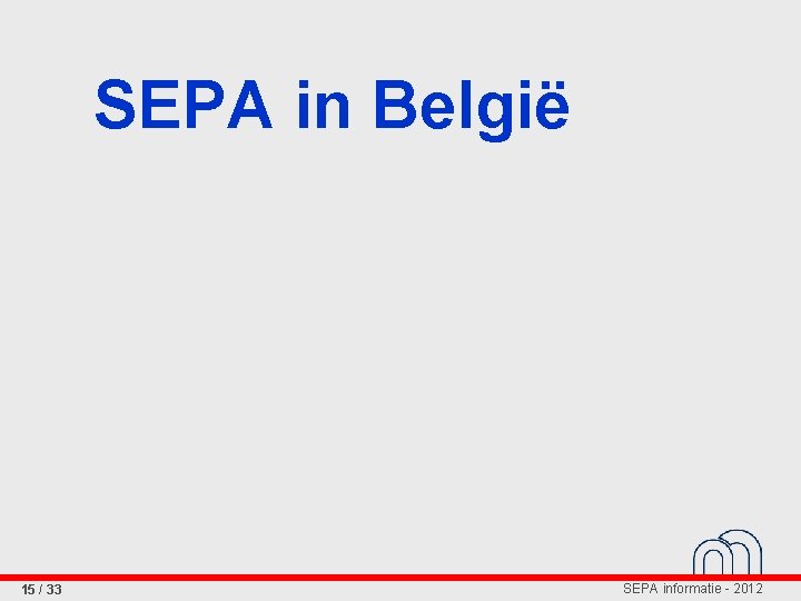 SEPA in België 15 / 33 SEPA informatie - 2012 