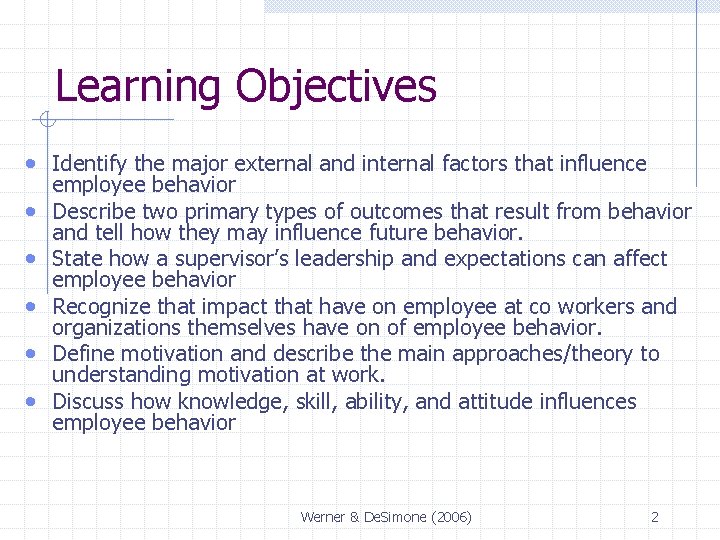 Learning Objectives • Identify the major external and internal factors that influence • •