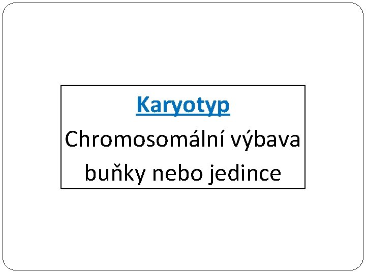 Karyotyp Chromosomální výbava buňky nebo jedince 