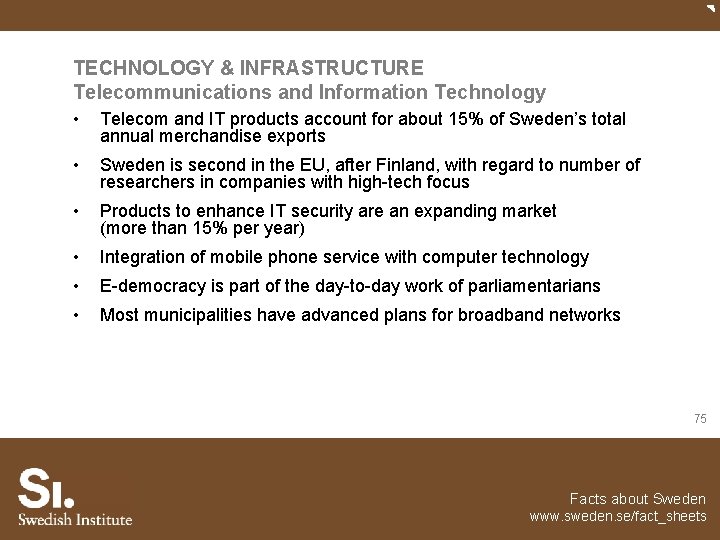 TECHNOLOGY & INFRASTRUCTURE Telecommunications and Information Technology • Telecom and IT products account for