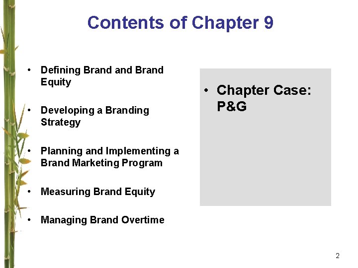 Contents of Chapter 9 • Defining Brand Equity • Developing a Branding Strategy •