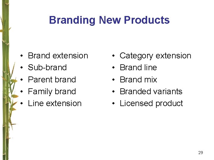 Branding New Products • • • Brand extension Sub-brand Parent brand Family brand Line