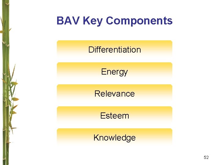 BAV Key Components Differentiation Energy Relevance Esteem Knowledge 52 