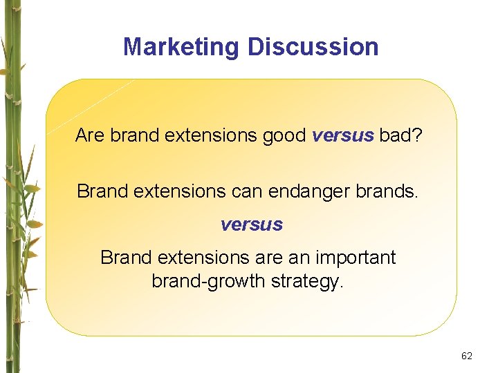 Marketing Discussion Are brand extensions good versus bad? Brand extensions can endanger brands. versus