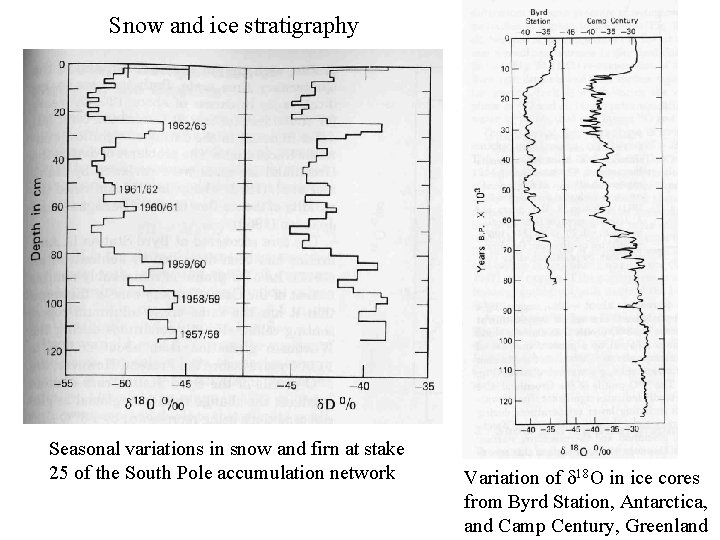 Snow and ice stratigraphy Seasonal variations in snow and firn at stake 25 of