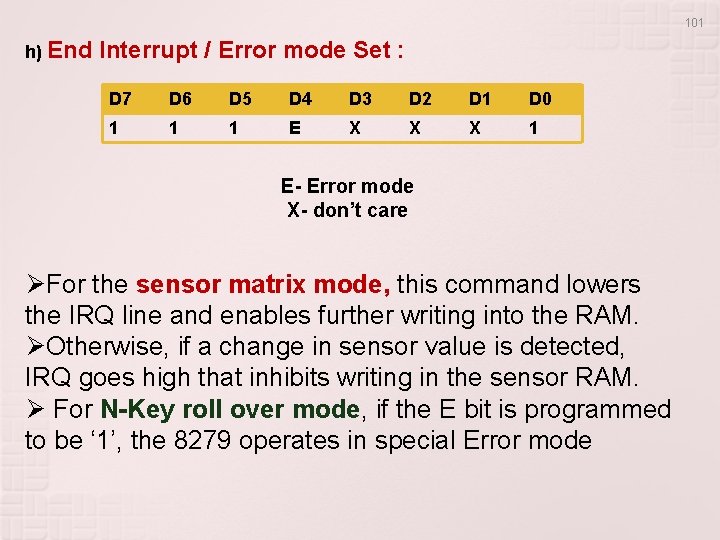 101 h) End Interrupt / Error mode Set : D 7 D 6 D