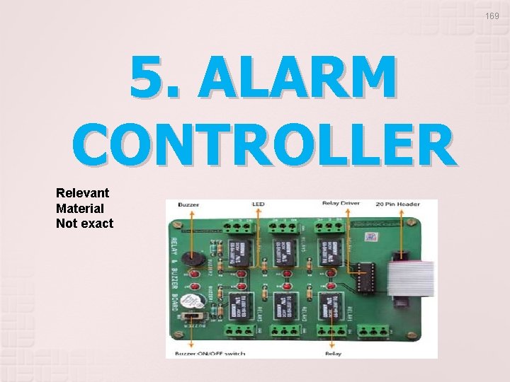 169 5. ALARM CONTROLLER Relevant Material Not exact 