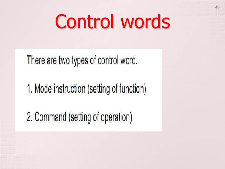 49 Control words 