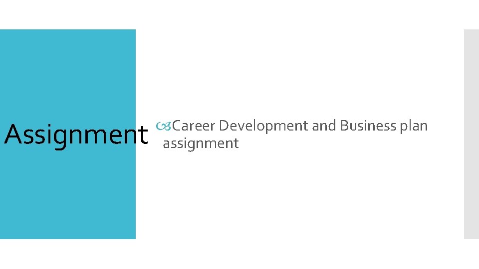 Assignment Career Development and Business plan assignment 