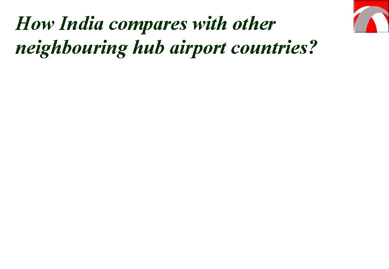 How India compares with other neighbouring hub airport countries? 