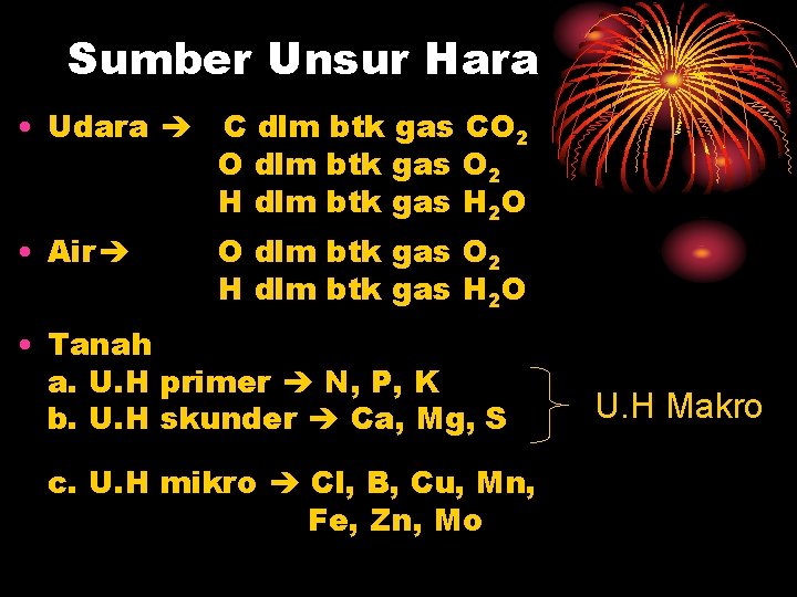 Sumber Unsur Hara • Udara C dlm btk gas CO 2 O dlm btk