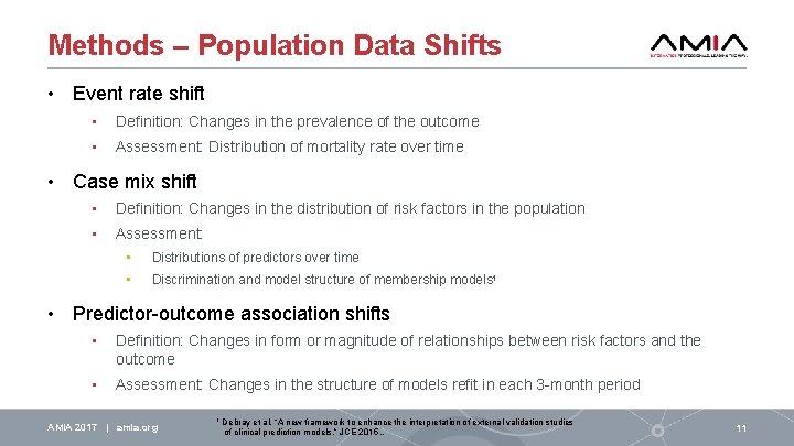 Methods – Population Data Shifts • Event rate shift • Definition: Changes in the