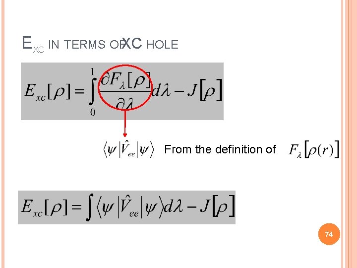 EXC IN TERMS OFXC HOLE From the definition of 74 