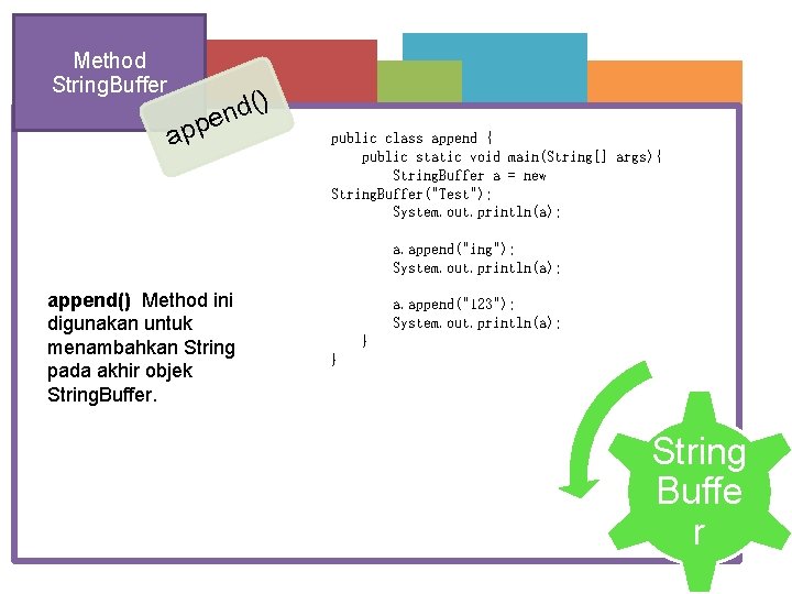 Method String. Buffer ) ( d en app public class append { public static