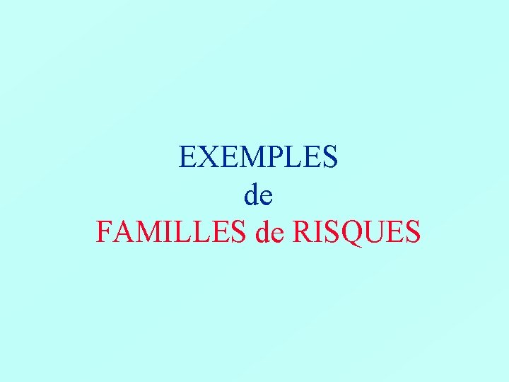 EXEMPLES de FAMILLES de RISQUES 