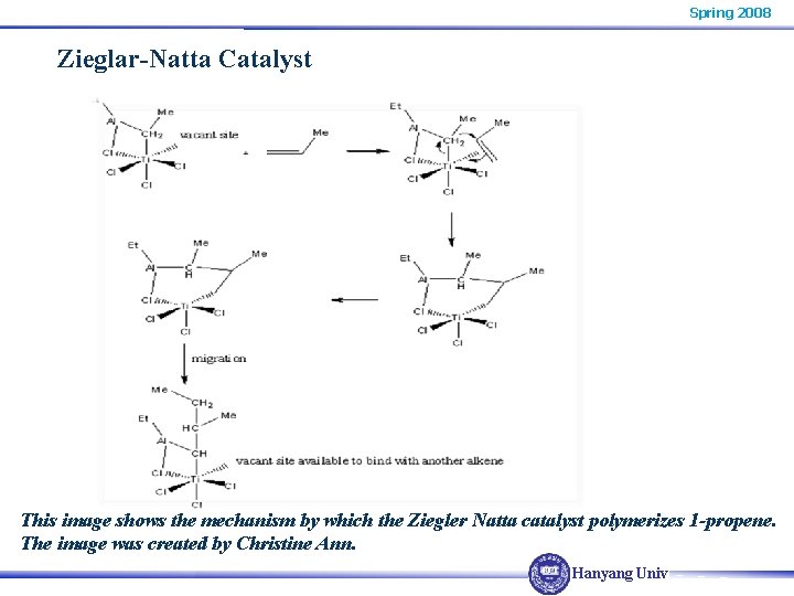 Spring 2008 Zieglar-Natta Catalyst This image shows the mechanism by which the Ziegler Natta