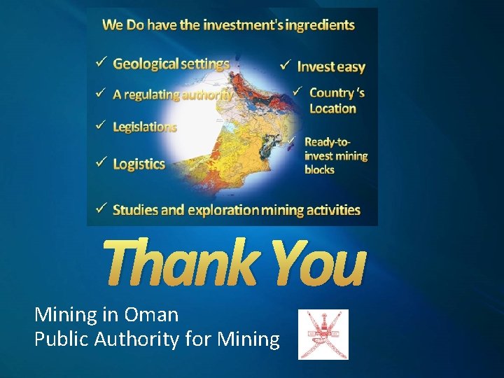 Thank You Mining in Oman Public Authority for Mining 