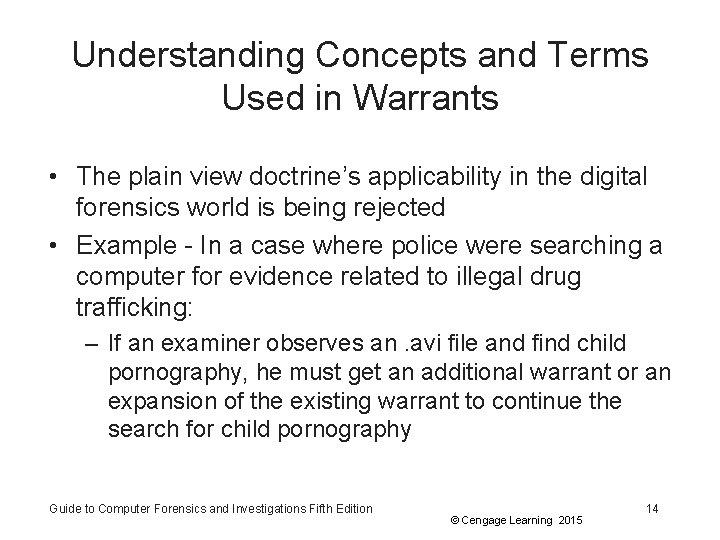 Understanding Concepts and Terms Used in Warrants • The plain view doctrine’s applicability in