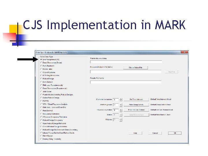 CJS Implementation in MARK 