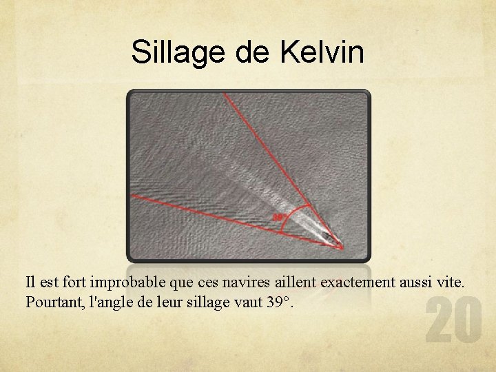 Sillage de Kelvin Il est fort improbable que ces navires aillent exactement aussi vite.