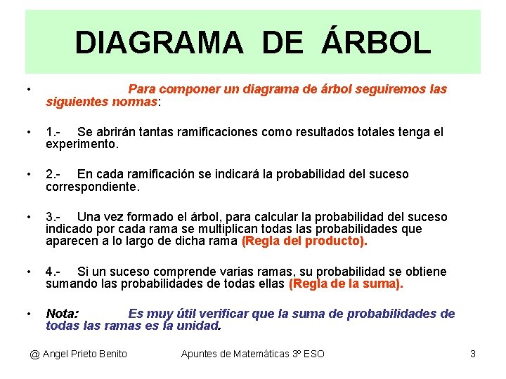 DIAGRAMA DE ÁRBOL • Para componer un diagrama de árbol seguiremos las siguientes normas: