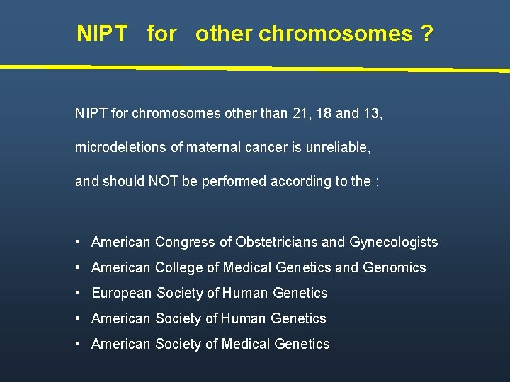NIPT for other chromosomes ? NIPT for chromosomes other than 21, 18 and 13,