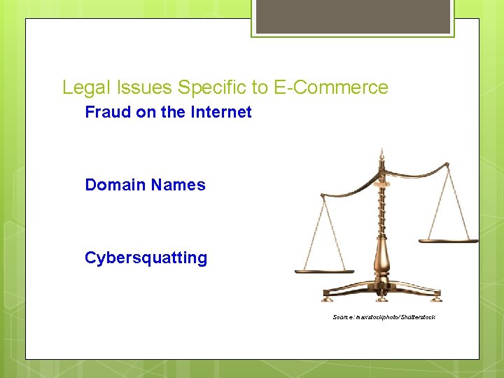 Legal Issues Specific to E-Commerce Fraud on the Internet Domain Names Cybersquatting Source: maxstockphoto/Shutterstock