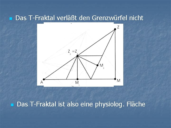 n n Das T-Fraktal verläßt den Grenzwürfel nicht Das T-Fraktal ist also eine physiolog.