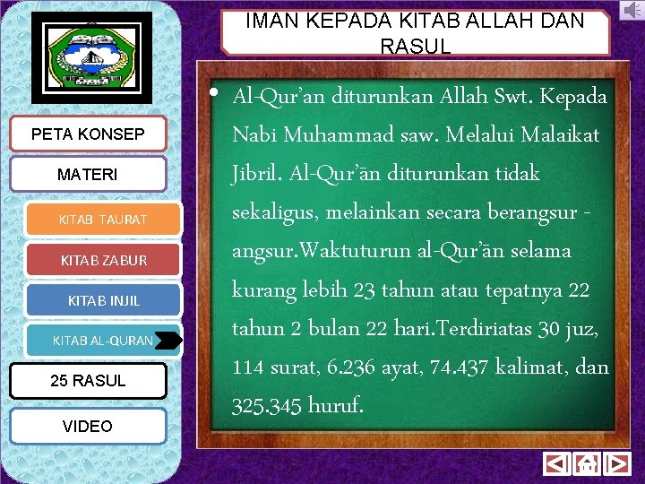 IMAN KEPADA KITAB ALLAH DAN RASUL PETA KONSEP MATERI KITAB TAURAT KITAB ZABUR KITAB