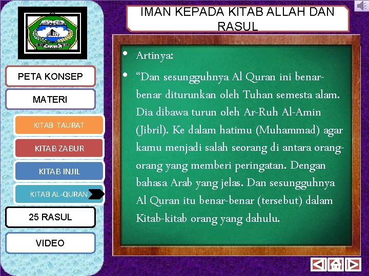 IMAN KEPADA KITAB ALLAH DAN RASUL PETA KONSEP MATERI KITAB TAURAT KITAB ZABUR KITAB