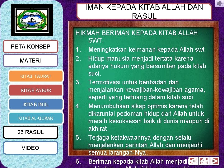 IMAN KEPADA KITAB ALLAH DAN RASUL PETA KONSEP MATERI KITAB TAURAT KITAB ZABUR KITAB