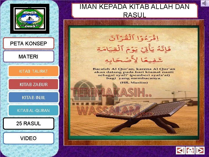 IMAN KEPADA KITAB ALLAH DAN RASUL PETA KONSEP MATERI KITAB TAURAT KITAB ZABUR KITAB