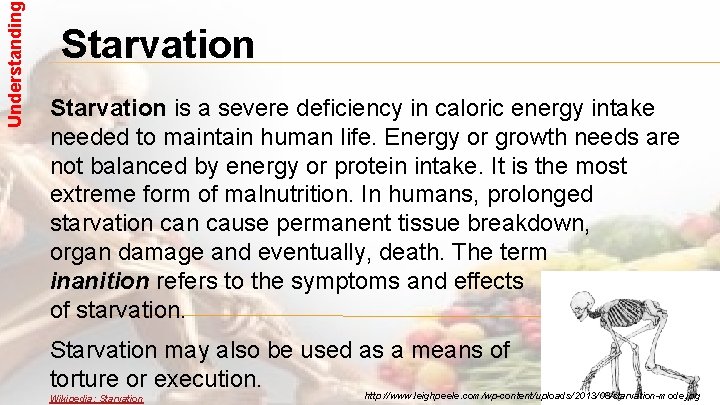 Understanding Starvation is a severe deficiency in caloric energy intake needed to maintain human