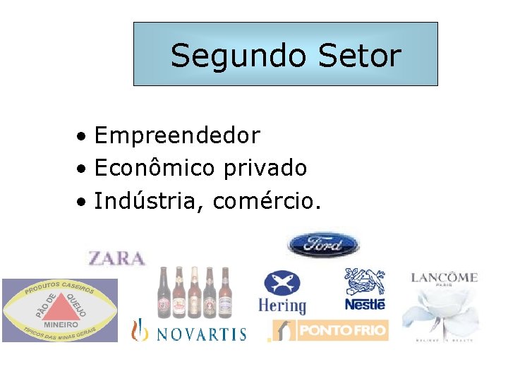 Segundo Setor • Empreendedor • Econômico privado • Indústria, comércio. 