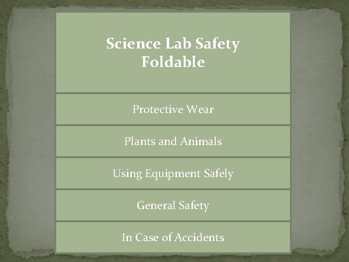 Science Lab Safety Foldable Protective Wear Plants and Animals Using Equipment Safely General Safety