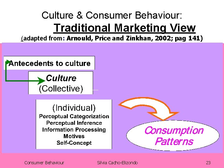 Culture & Consumer Behaviour: Traditional Marketing View (adapted from: Arnould, Price and Zinkhan, 2002;