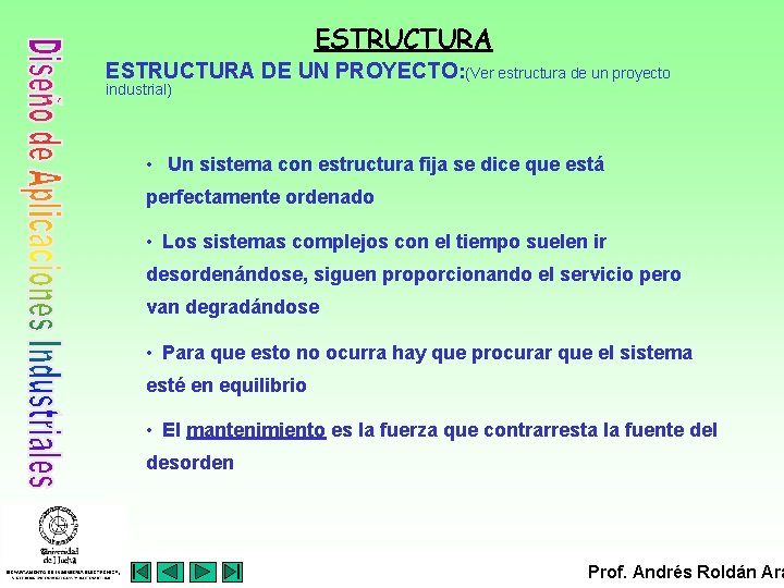 ESTRUCTURA DE UN PROYECTO: (Ver estructura de un proyecto industrial) • Un sistema con